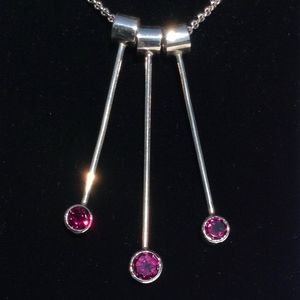 Multi Drop Pendant in Rhodolite Garnet & Silver